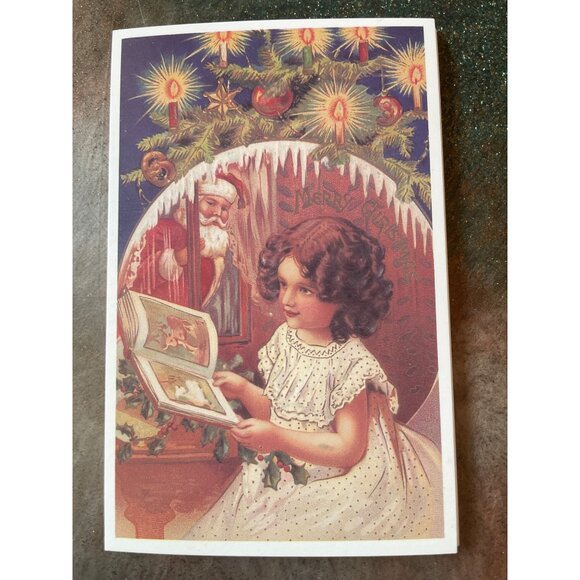 Vintage Victorian Christmas & New Year Postcards Set Girls Boys Santa Angels - Picture 8 of 10